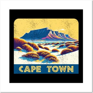 Vintage Cape Town Travel Poster Sticker | Howzit South Africa | Explore Table Mountain Posters and Art